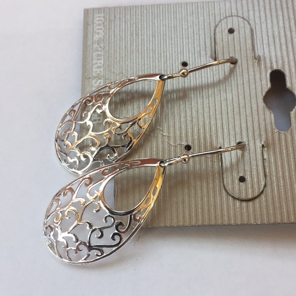 PURE 100 DANECRAFT SILVER FILIGREE EARRINGS NWT - Picture 4 of 7